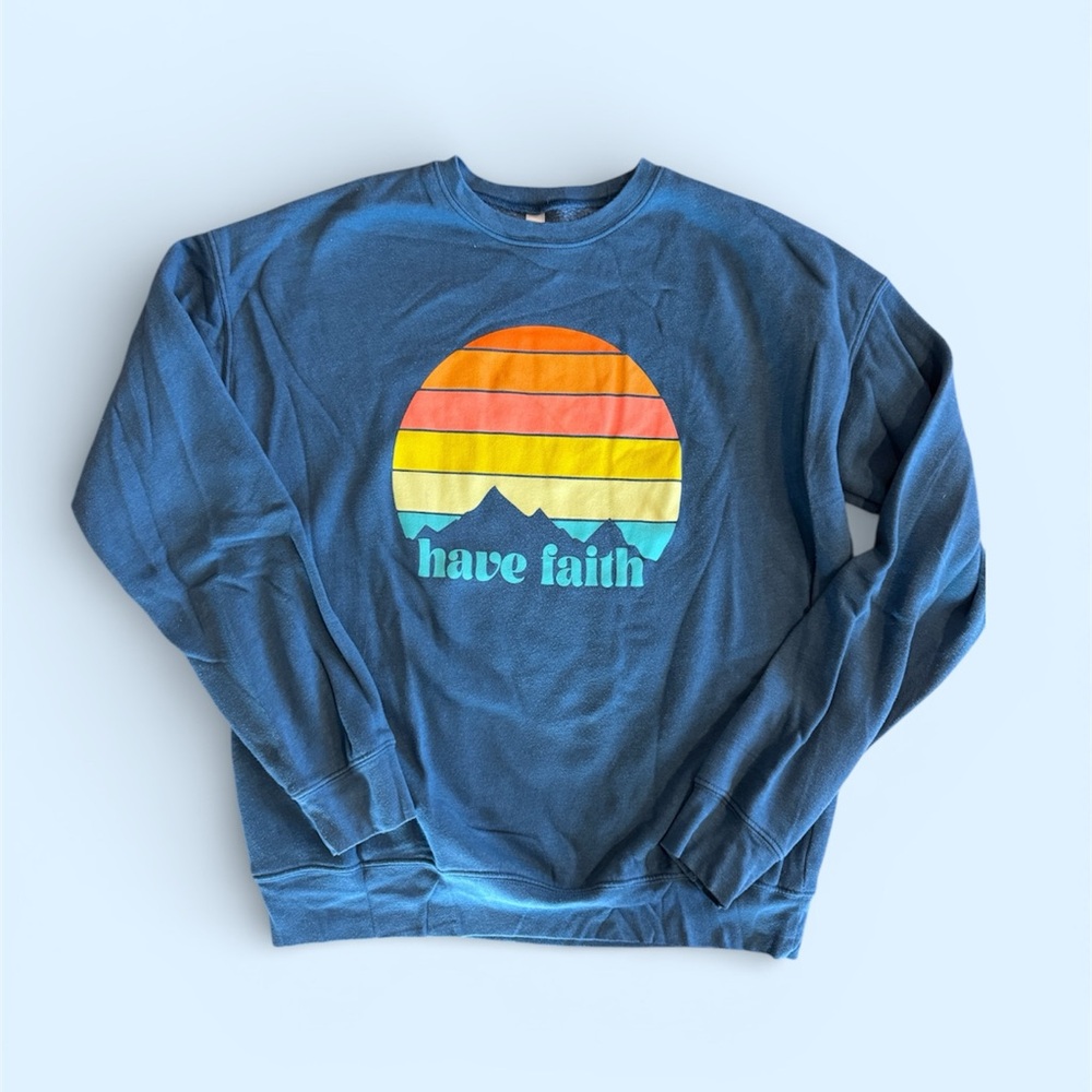 Blue Graphic Sweatshirt with Colorful Design